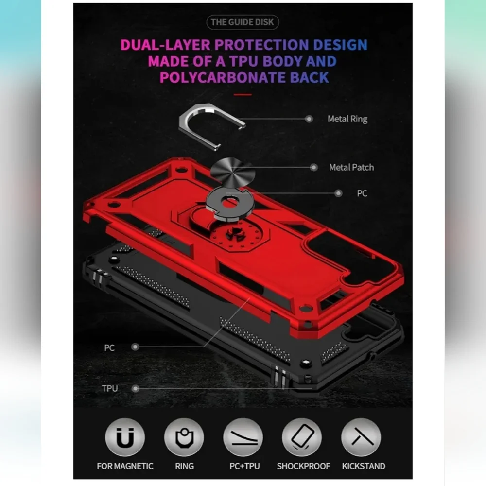 Samsung Red Rugged Phone Case with Kickstand